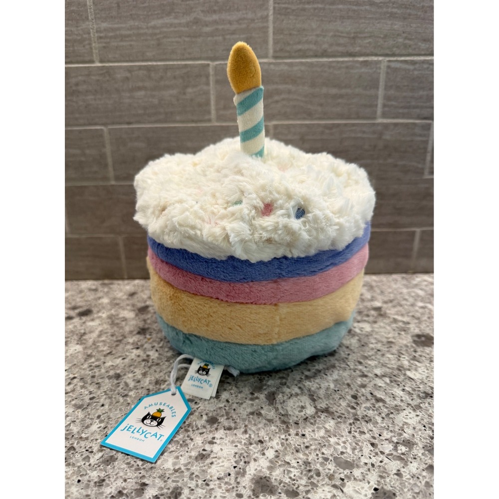 Darling Jellycat NWT M Amuseables Rainbow Birthday Cake Plush and Dust Bag OOS - Picture 8 of 9